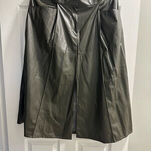 Worthington Dark A-Line Faux Leather Skirt